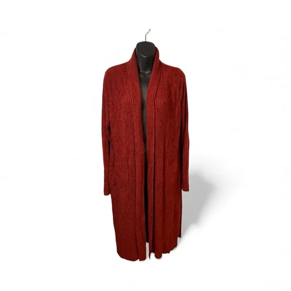 Barefoot Dreams Women's Long Burgundy Sweater Cardigan - Picture 2 of 7